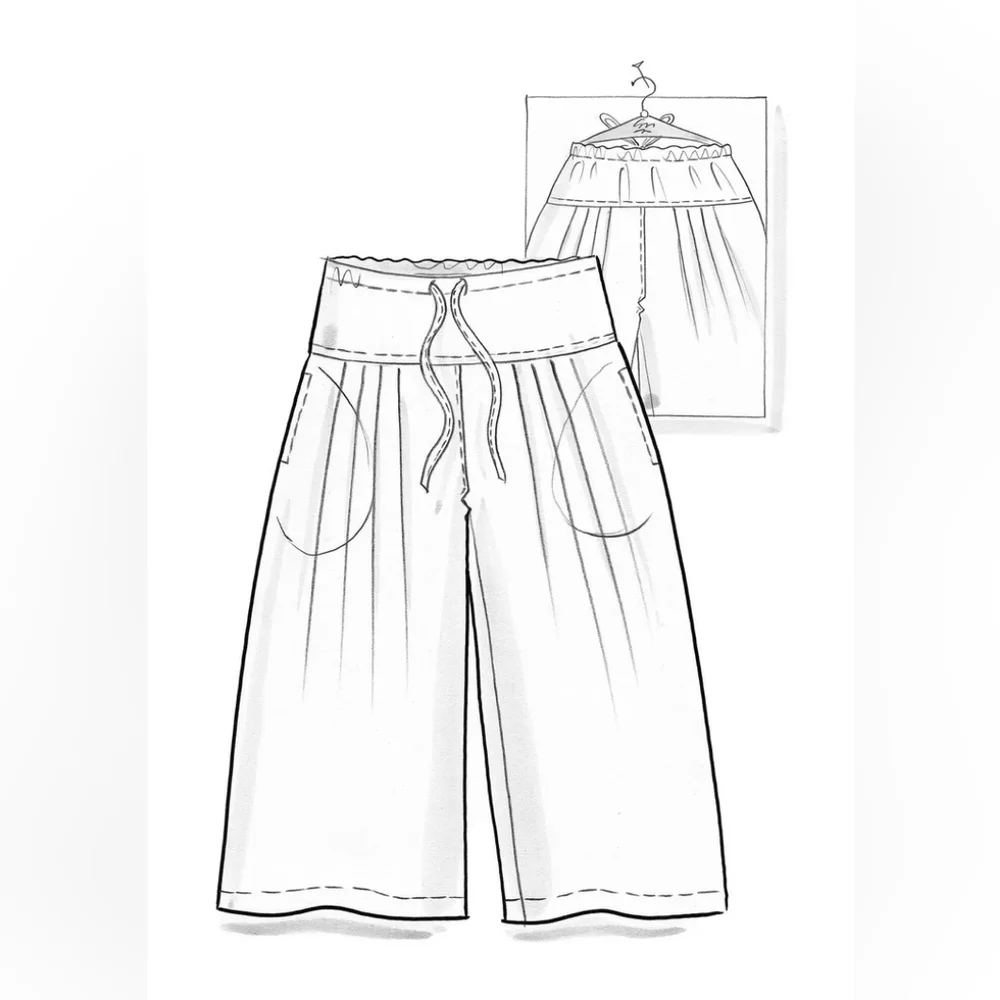 Gudrun Sjoden Teal Wide Leg Linen-Blend Pants - Picture 2 of 6
